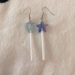 Heart and star lollipop earrings